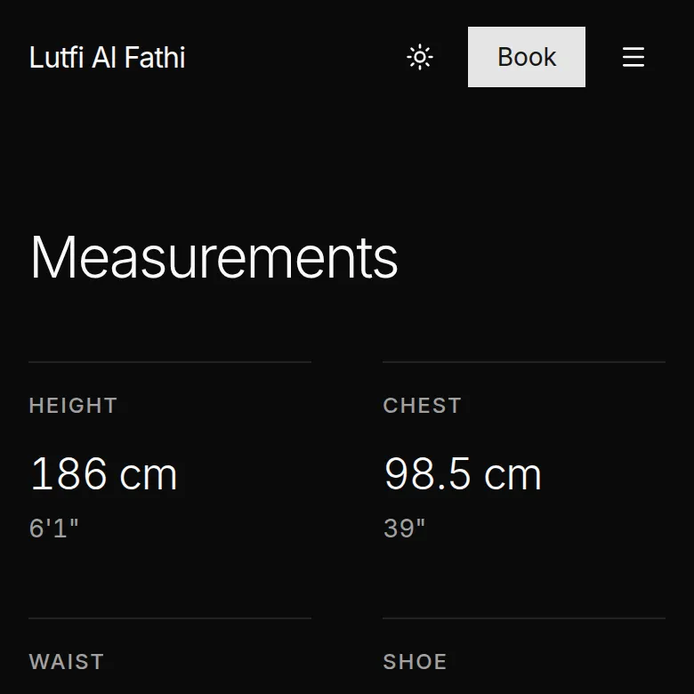 Measurements sheet on the Lutfi Al Fathi site